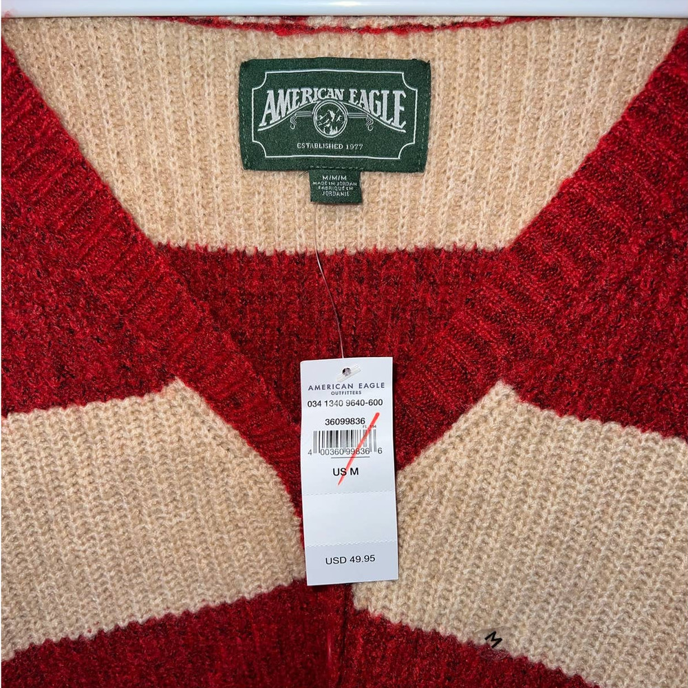 New American Eagle Rugby Striped Cardigan Sweater size M - Picture 3 of 6